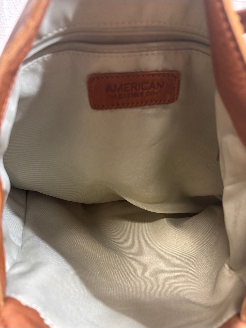American Leather Co. Cognac Brown Genuine Leather Tote Shoulder Bag - Picture 12 of 15